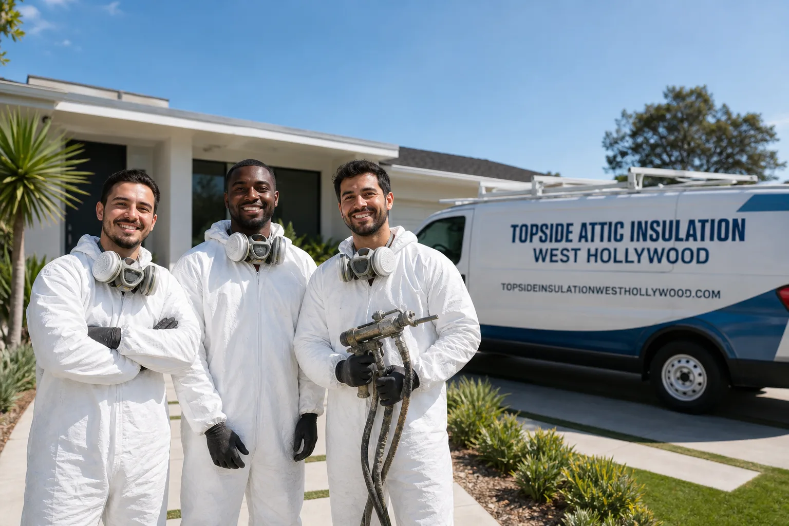 Topside Attic Insulation West Hollywood insulation service vehicle and crew in West Hollywood, CA